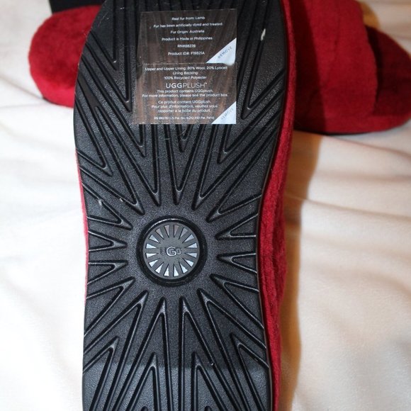 NIB UGG MEN'S SHEARLING SLIP ON SLIPPERS RED 11 12 13 - Picture 5 of 7